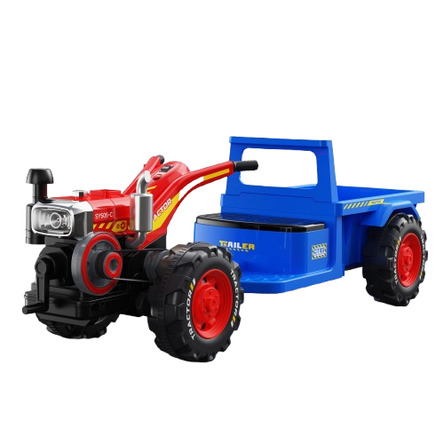 Motocultor electric copii 3-6 ani, Kinderauto BJLW1288, 70W 12V, telecomanda, Albastru