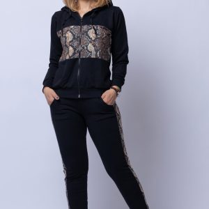Trening dama bumbac doua piese banda animal print - sarpe