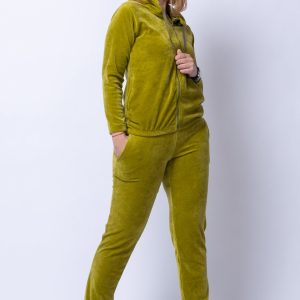 Trening dama doua piese din catifea de bumbac verde deschis