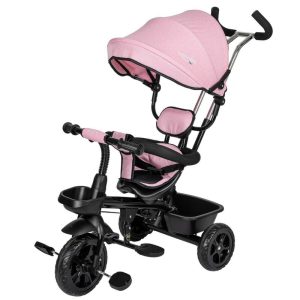 Tricicleta copii, Free2Move, cu sezut rotativ 360 grade, Reglabil, Roti EVA, Mecanism de pedalare libera, Suport picioare, Pink Black, Resigilat