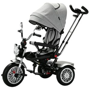 Tricicleta cu far luminos si sunete, Maner reversibil, SL03 - Gri