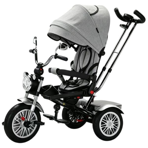Tricicleta cu far luminos si sunete, Maner reversibil, SL03 - Gri