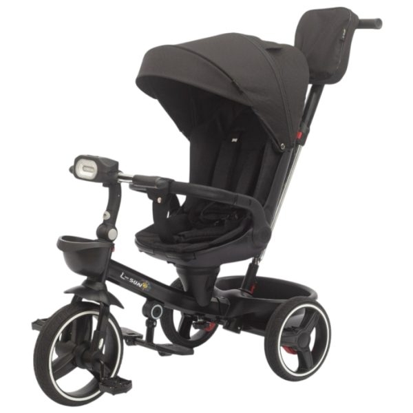 Tricicleta reversibila SL07 negru cu pozitie de somn, roti cauciuc, muzica si lumini