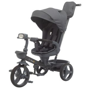 Tricicleta reversibila SL07 gri cu pozitie de somn, roti cauciuc, muzica si lumini