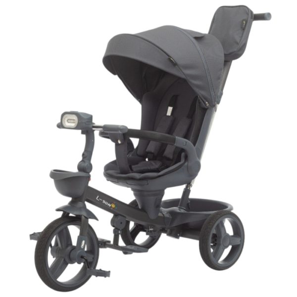 Tricicleta reversibila SL07 gri cu pozitie de somn, roti cauciuc, muzica si lumini