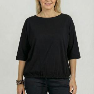 tricou-uni-cu-maneca-3-4-din-tricot-de-bumbac-cu-snur-la-baza-negru-461048.png Tricou uni cu maneca 3 4 din tricot de bumbac cu snur la baza, negru