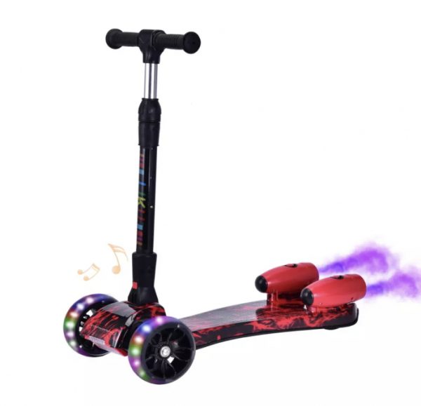 Trotineta cu aburi, sunete si lumini, cu Bluetooth si cablu USB, TR07, rosu