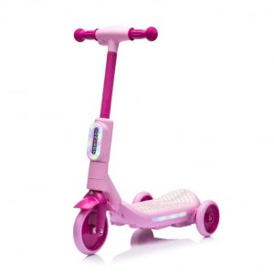Trotineta electrica cu aburi si lumini pentru copii, cu 3 roti, stabila, Kinderauto Aquamist, 30W, 6V 4.5Ah, roz