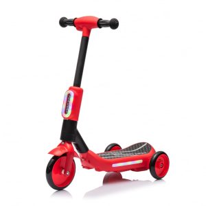 Trotineta electrica cu aburi si lumini pentru copii, cu 3 roti, stabila, Kinderauto Aquamist, 30W, 6V 4.5Ah, rosie