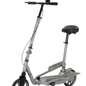 Trotineta Kinderauto Pegasus, cu pedale si scaun, reglabila si pliabila, sistem amortizare si franare, roti cauciuc pline, gri