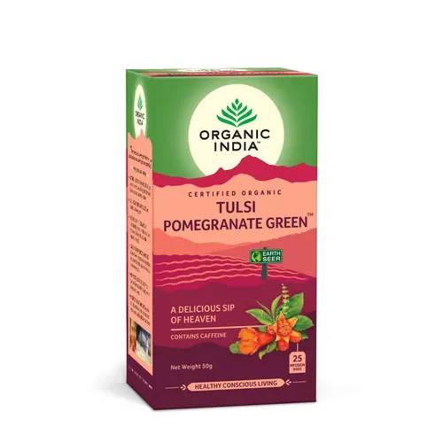 Ceai Tulsi Rodie Ceai Verde, O Gură Divină de Savoare, 25pl | Organic India