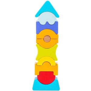 Turnul Piramida de stivuit, multicolor, din lemn
