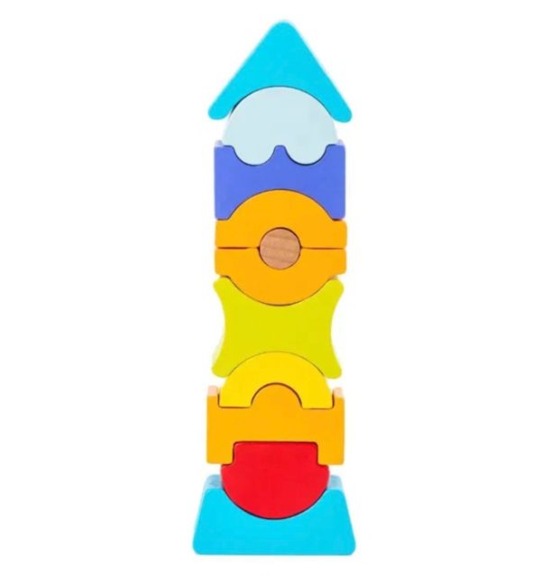 Turnul Piramida de stivuit, multicolor, din lemn