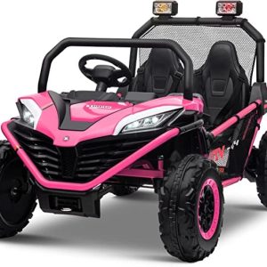 UTV electric pentru 2 copii Kinderauto Dune-Buggy 300W 24V, cu roti MOI, culoare Rose