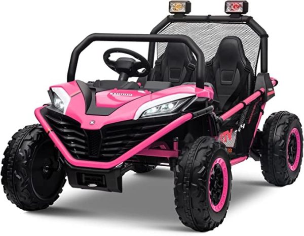 UTV electric pentru 2 copii Kinderauto Dune-Buggy 300W 24V, cu roti MOI, culoare Rose