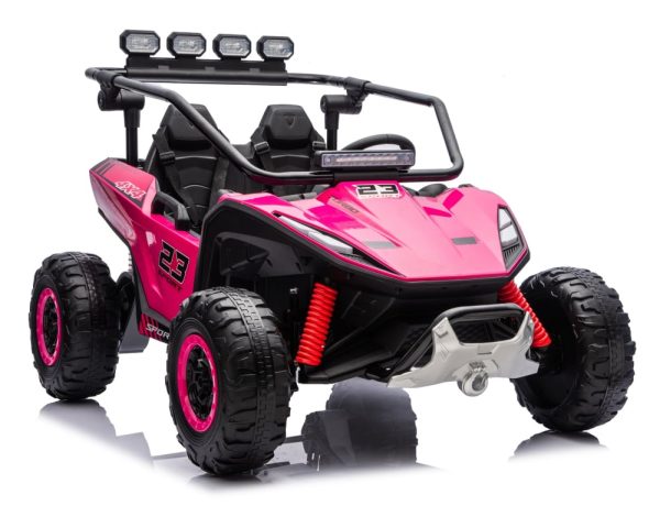 UTV electric pentru 2 copii Kinderauto Vector V2 Dune-Buggy, 220W, 12V, roti moi, scaun tapitat, echipat premium, roz