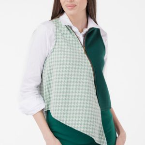 Vesta asimetrica in colturi, cu fermoar pe fata, verde