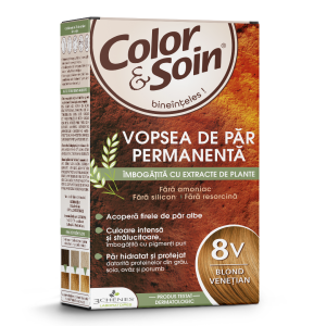 vopsea-de-par-8v-color_soin_1.png Vopsea de par fara amoniac, fara silicon, blond venetian, 8V Color&Soin