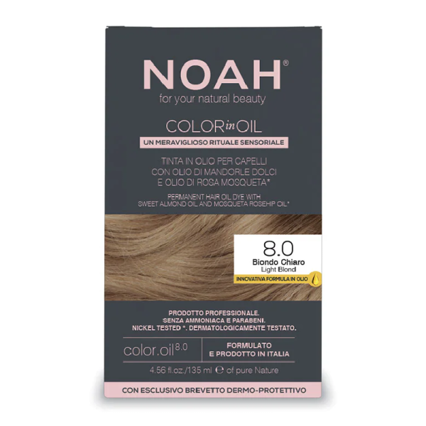 vopsea-de-par-permanenta-fara-amoniac-pe-baza-de-ulei-color-in-oil-135-ml-noah-8.0.png Vopsea de par permanenta fara amoniac, 8.0 Light Blond, Color in Oil, 135 ml, Noah