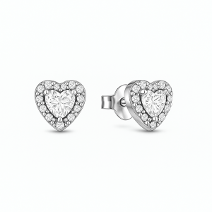 Cercei White Heart Silver cu Argint