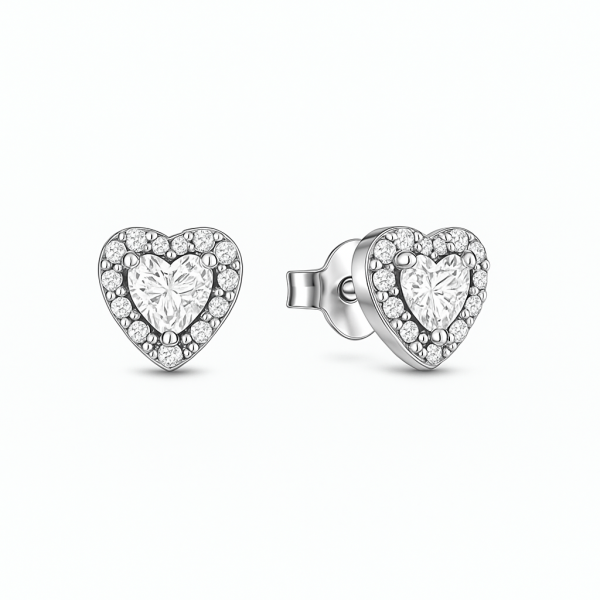 Cercei White Heart Silver cu Argint